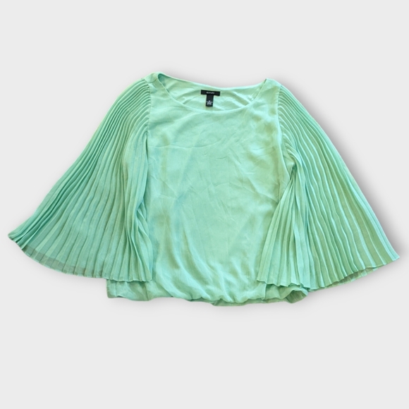 Size 10 Alfani Chiffon Green Bell Sleeve Blouse - Picture 2 of 6